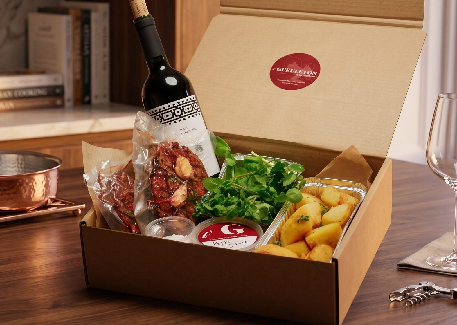 L'Gueuleton à la Maison cook-at-home delivery box.