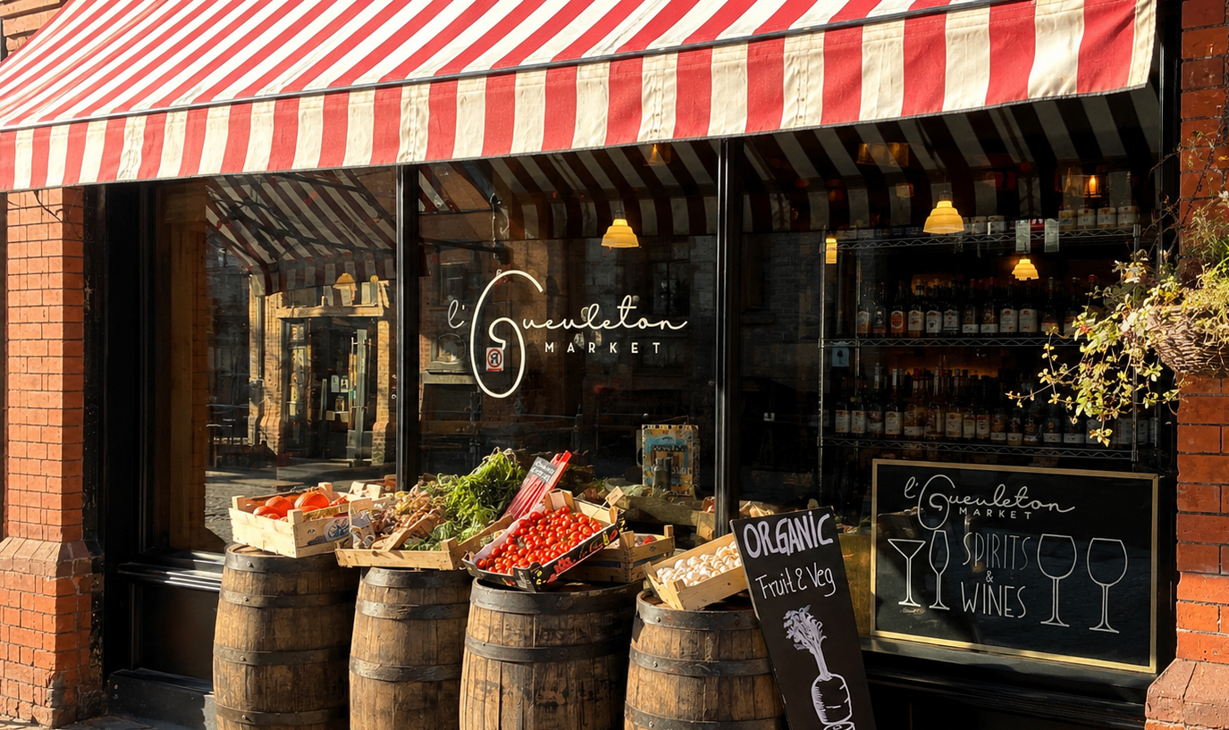 L'Gueuleton Market exterior shopfront and signage.