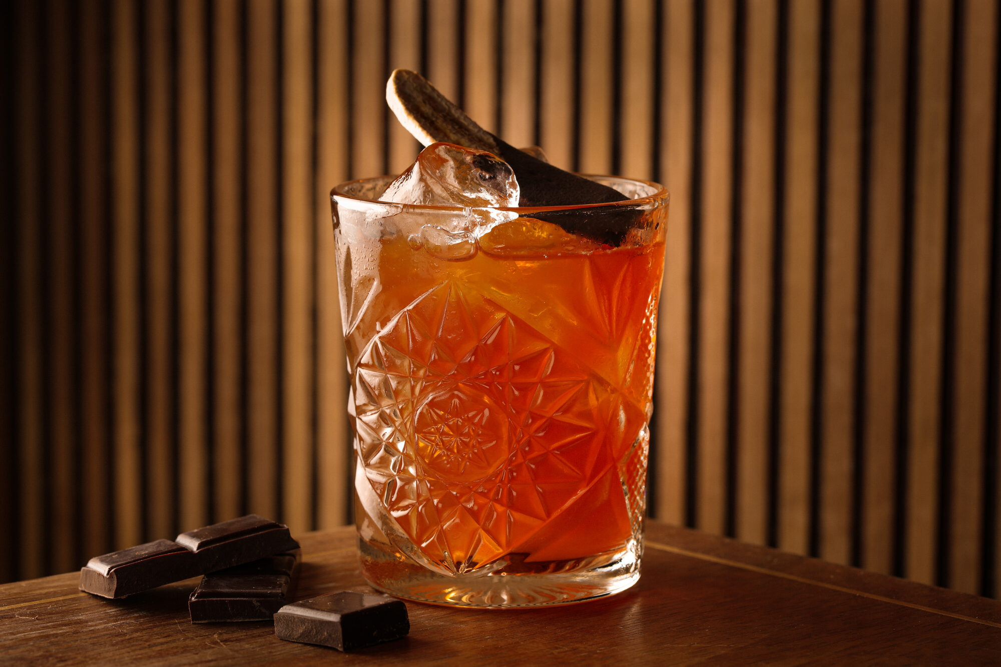Moody orange and chocolate cocktail.