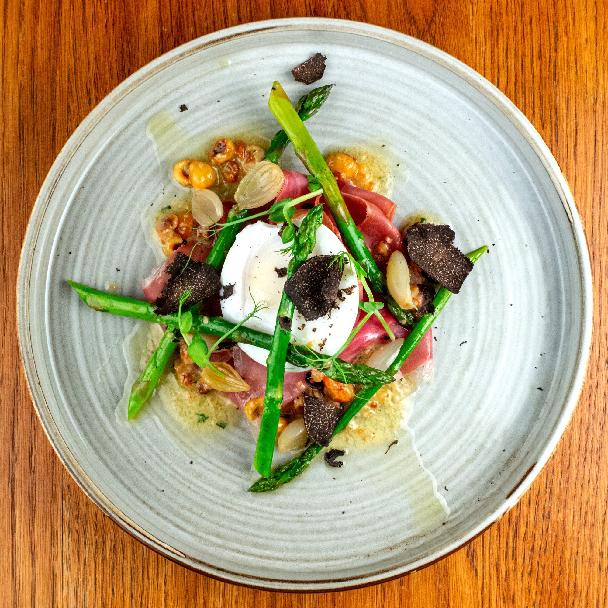 Duck egg dish in close detail.