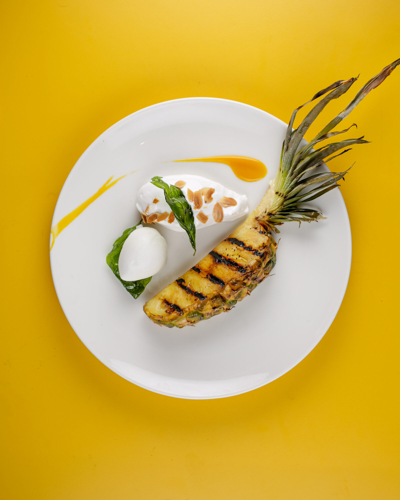 Grilled pineapple overhead — clean and bright.